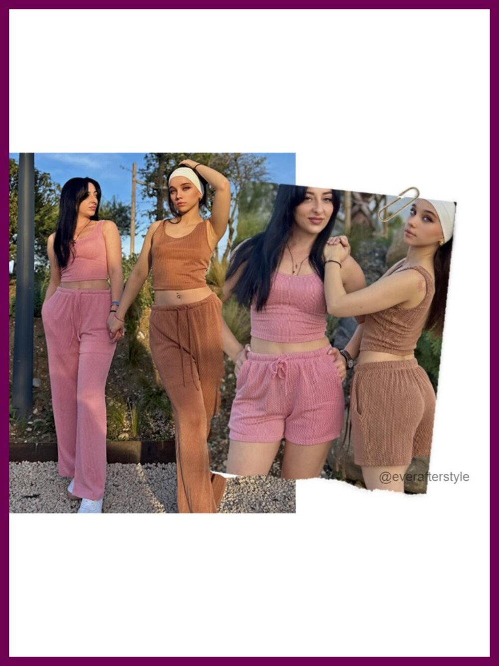 3 Piece Lounge Set Twisted Rib Knit Crop Top Shorts & Pants Set - Picture 5 of 6